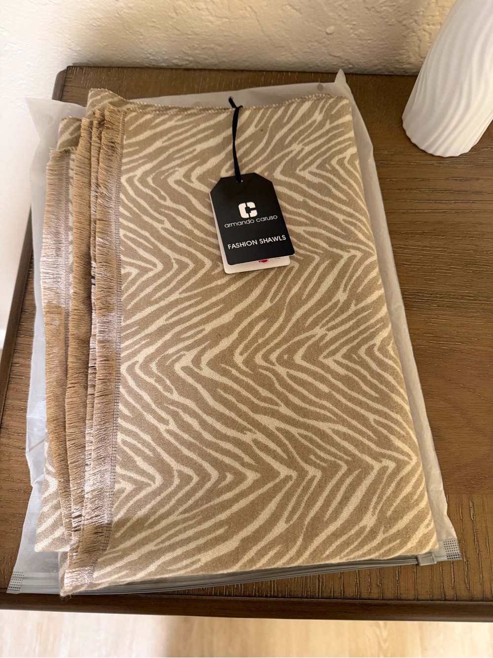 Beige Zebra-Print Fashion Shawl